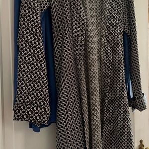 Easel Black and White Sheath Dress with Bell Sleeves